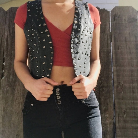 Dark Gray Vest w/ Studs - Picture 1 of 4